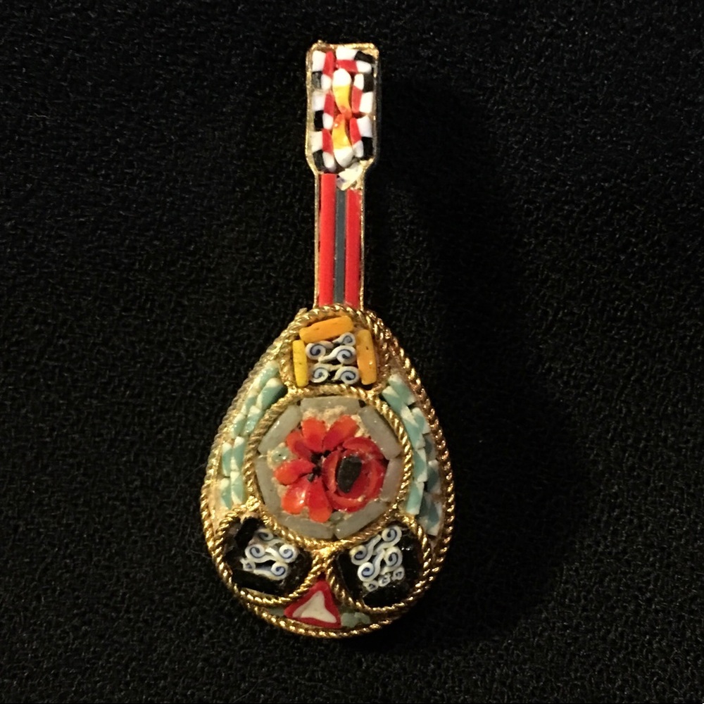Vintage glass chip guitar pin